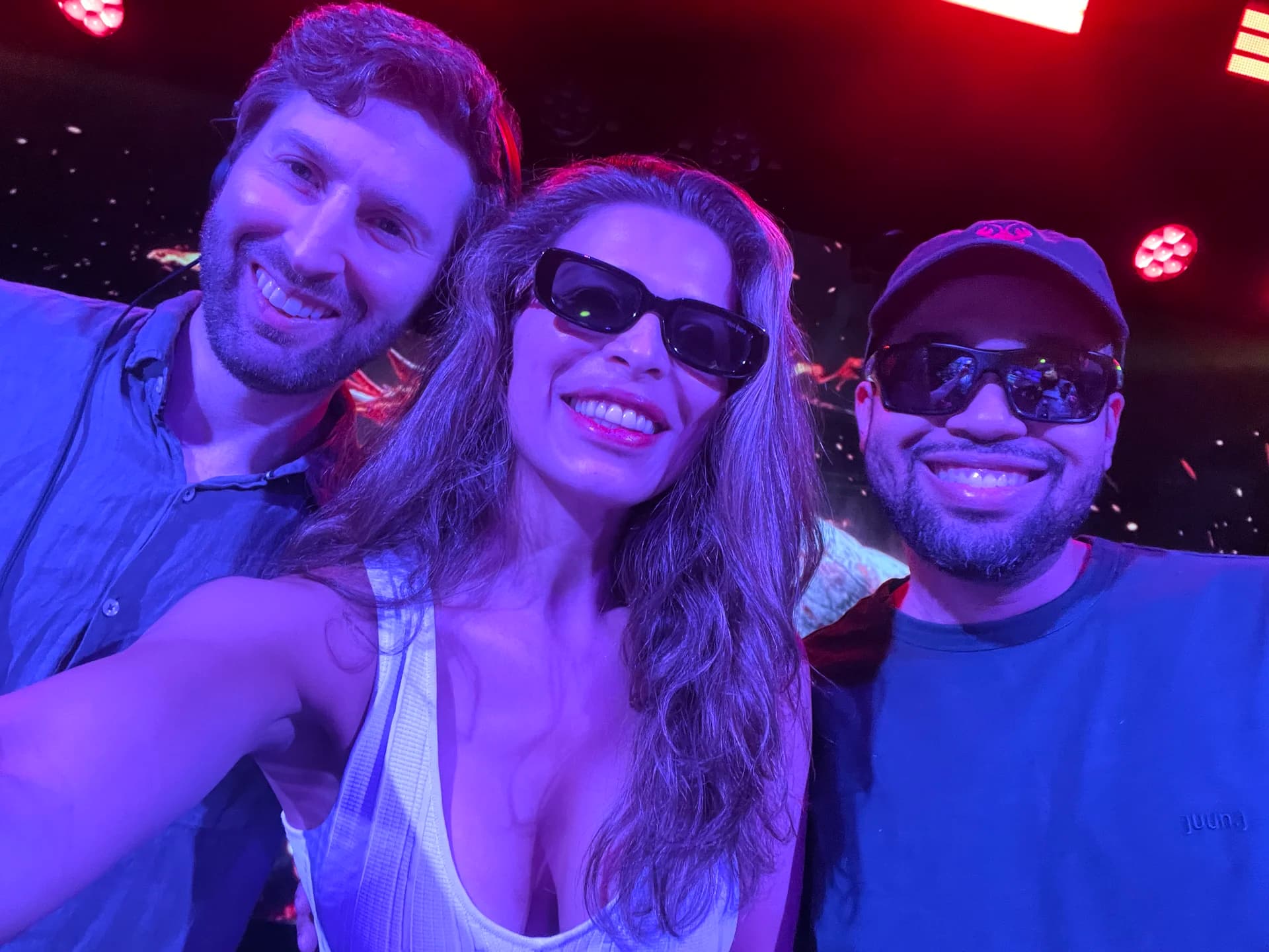 Selfie under blue stage lights