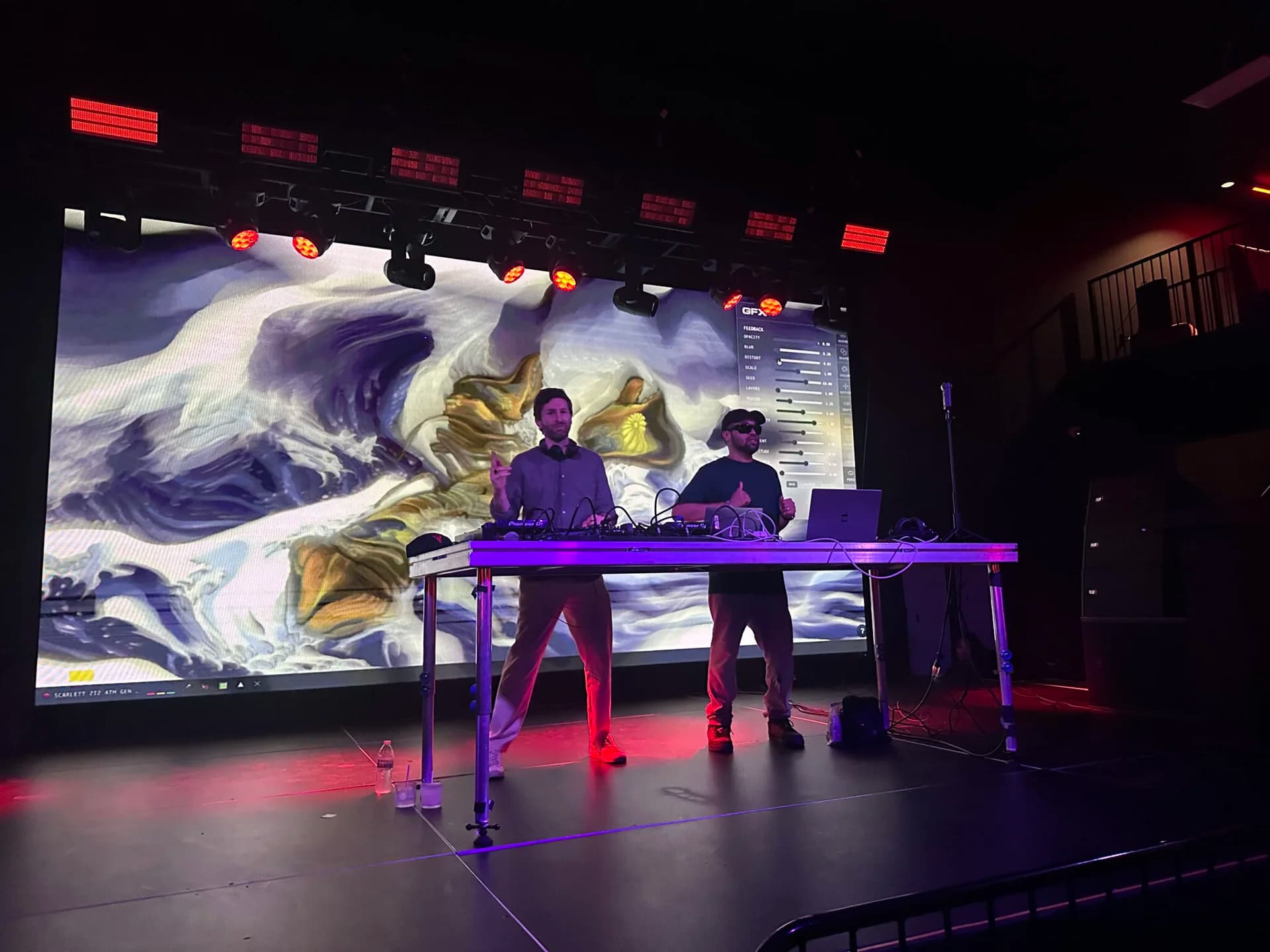 GFX Live performance with generative marble visuals on LED wall