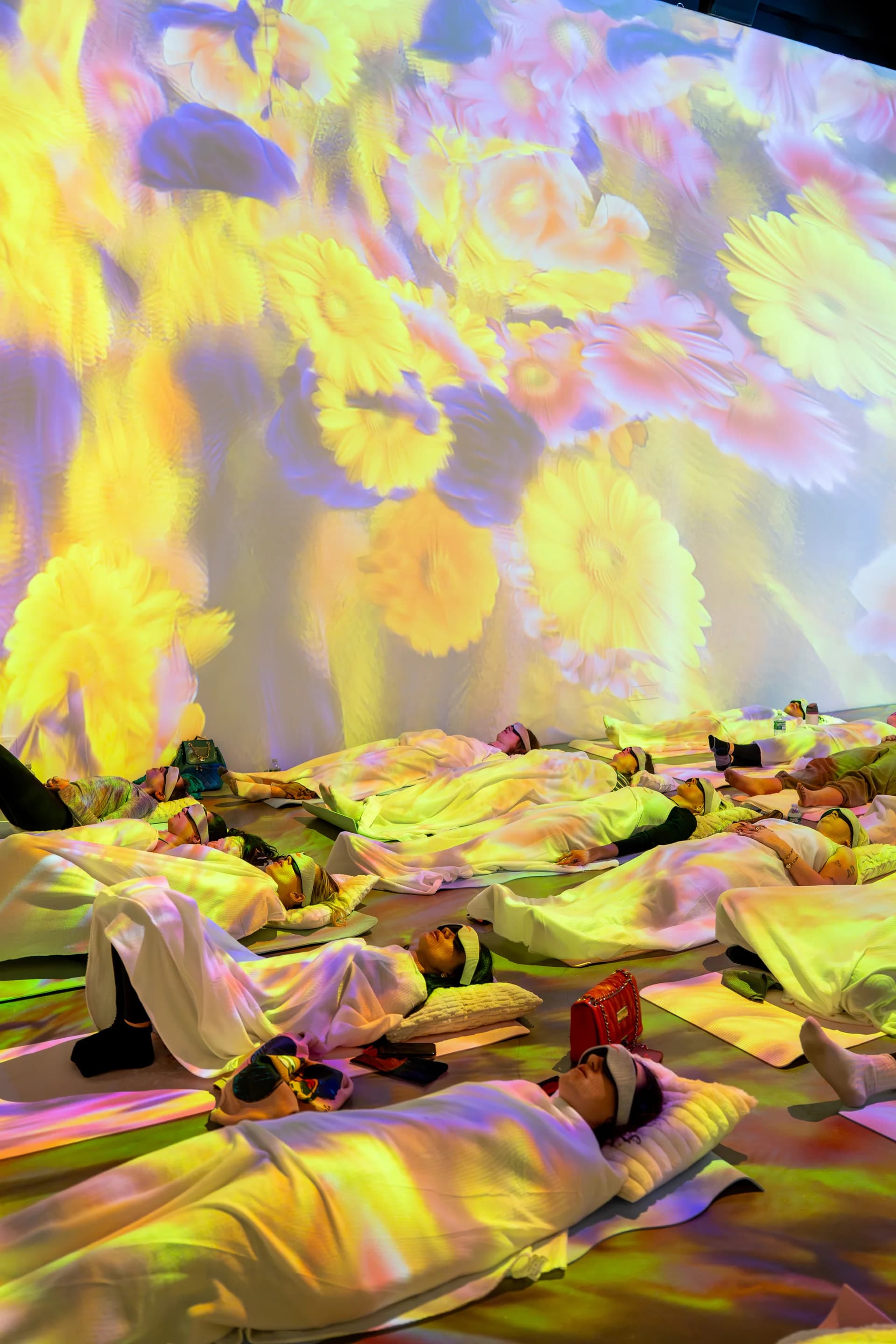 Green generative fractals projected across walls