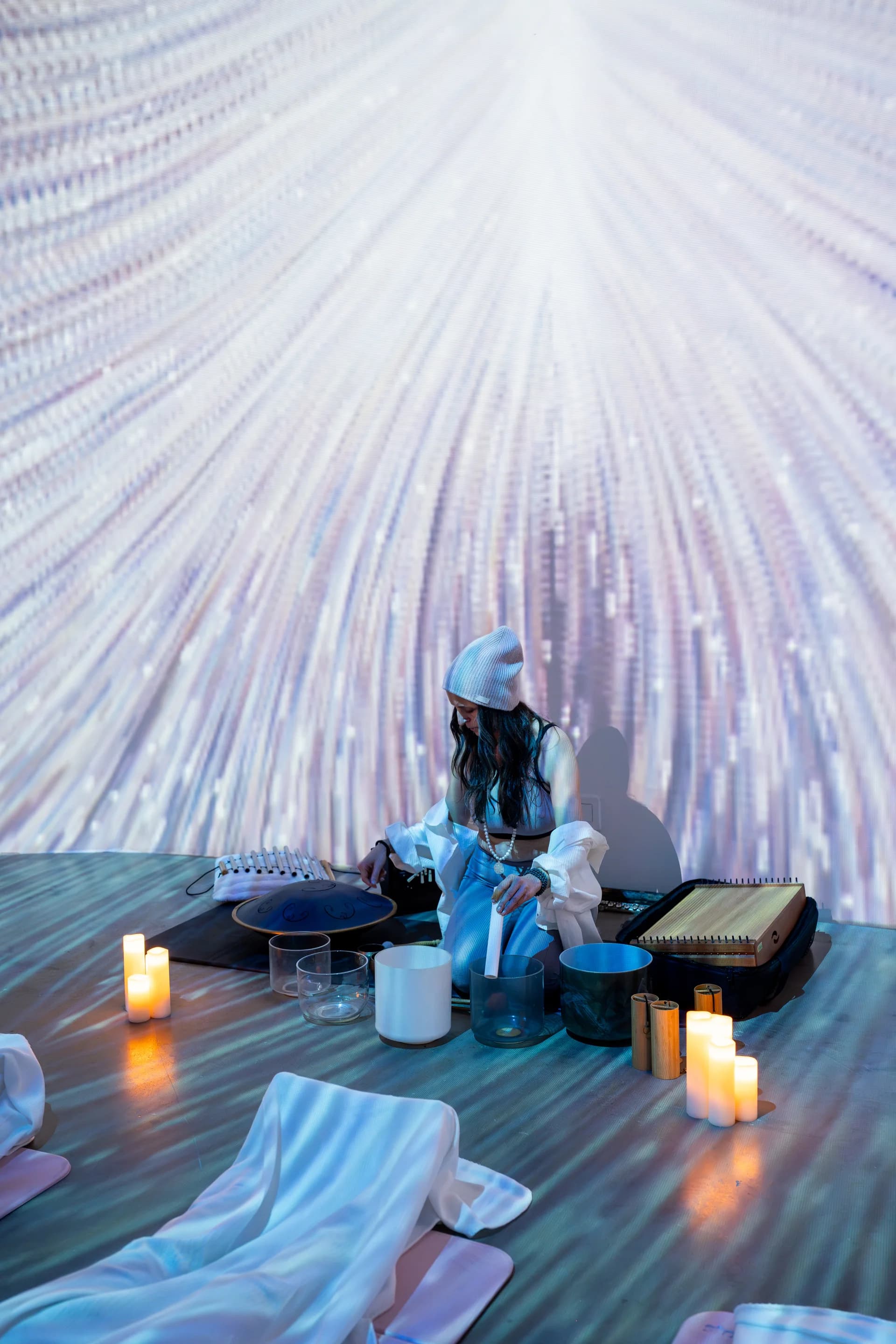 LED wall displaying real-time generative artwork